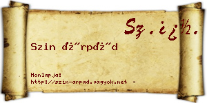 Szin Árpád névjegykártya